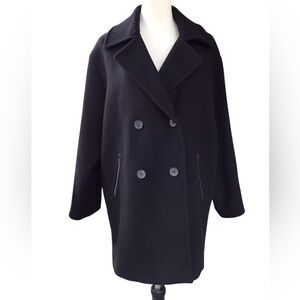 Gerard Darel Black Virgin Wool Double Breasted Coat